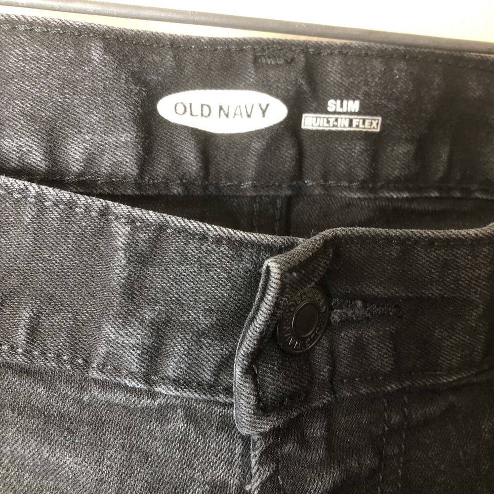Old Navy Pants Mens Black Denim Slim Built In Flex Size 36 X 23.5 Inseam - Picture 3 of 7
